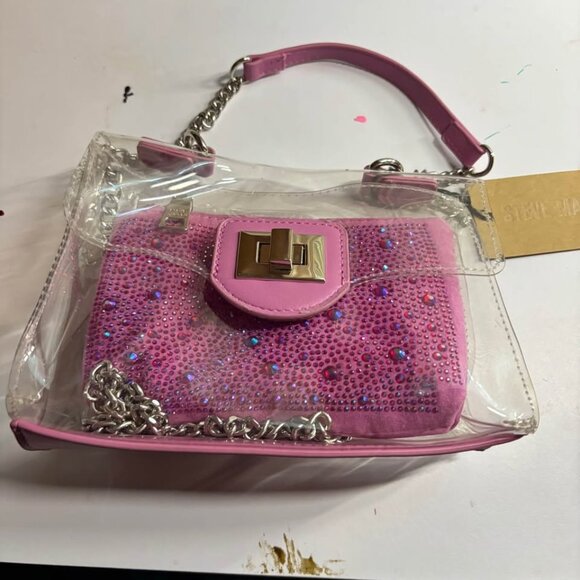 Steve Madden clear crossbody bag with pink wallet - Picture 1 of 6